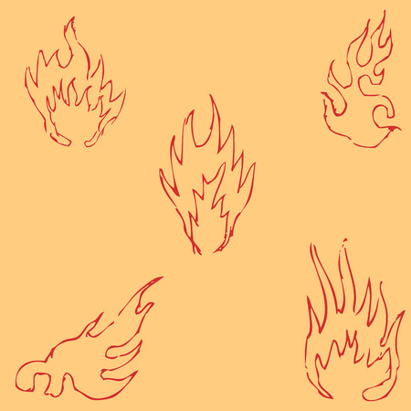 Flame tongues. Sketch by hand. Pencil drawing by hand. Vector image. The image is thin lines. Vintageのイラスト素材