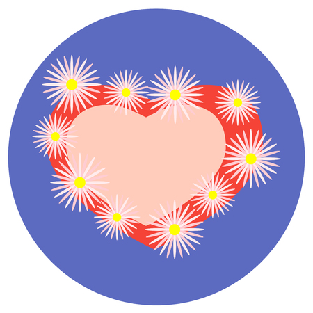 Valentine Day. Icons in a flat style on a round background. Vector image. Element of design, interfaceのイラスト素材