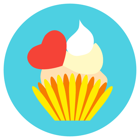 Valentine Day. Icons in a flat style on a round background. Vector image. Element of design, interfaceのイラスト素材