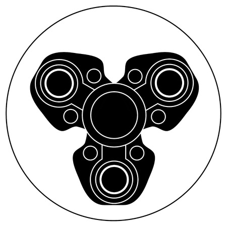 Hand spinner with circles. Icon a simple style. Vector image on a round background. Element of design, interfaceのイラスト素材