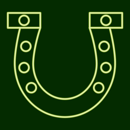 Horseshoe. St.Patrick's Day icon with the effect of neon glow. Vector Imageのイラスト素材