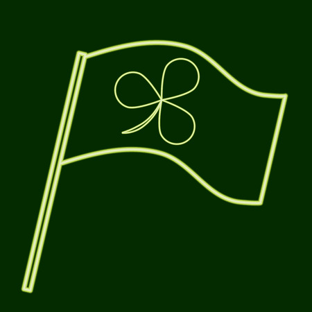 Flag with clover leaf. St.Patrick s Day, isolated on greenのイラスト素材