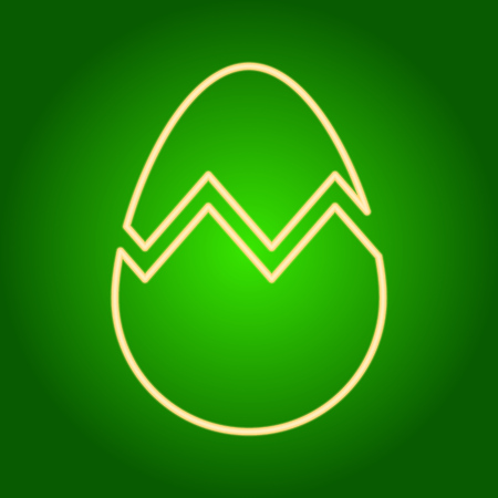 Icon broken Easter egg. Easter. Neon icon. Neon sign. Effect of neon glow. Vector Image.のイラスト素材
