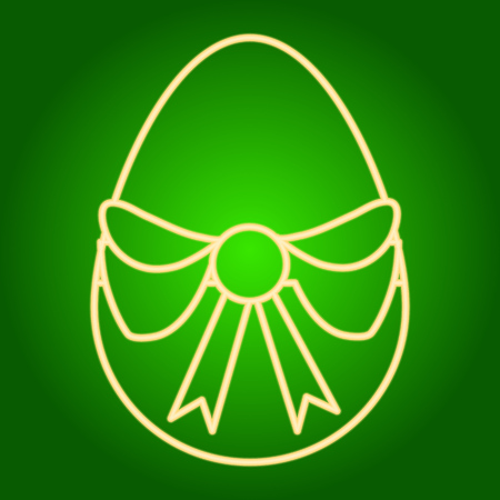 Egg with a bow  icon. Easter. Neon icon. Neon sign. Effect of neon glow. Vector Image.のイラスト素材
