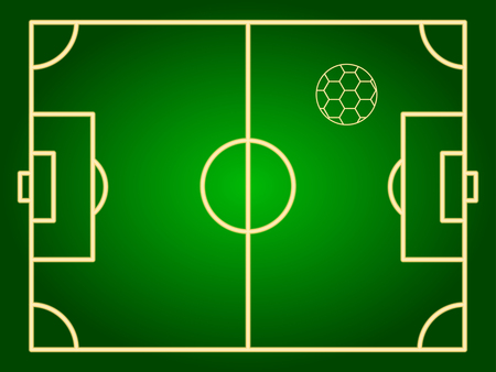 Marking of a football field and a soccer ball. Neon icon. Neon sign. Effect of neon glow. Vector Image.のイラスト素材