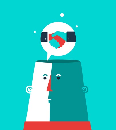 Vector Bussiness illustration.  Head shaking hands.のイラスト素材