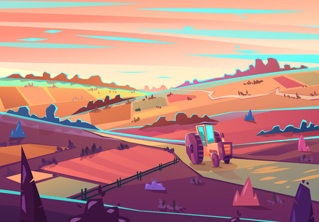 Rural landscape. Vector illustration.のイラスト素材