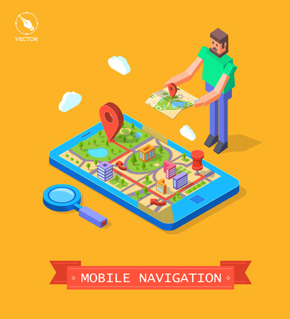 Vector illustration of GPS in mobile. Navigationのイラスト素材