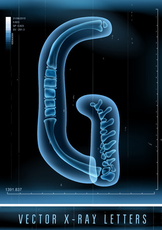 Vector 3D X-ray transparent alphabet Letter Gのイラスト素材