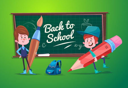 Cute School Children. School activities. Back to School isolated objects on white background. Great illustration for a school books and more. のイラスト素材