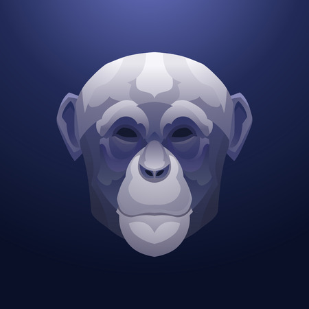 Monkey Head Vintage label. Retro vector design graphic element. This is vector illustration ideal for a mascot and tattoo or T-shirt graphic.のイラスト素材