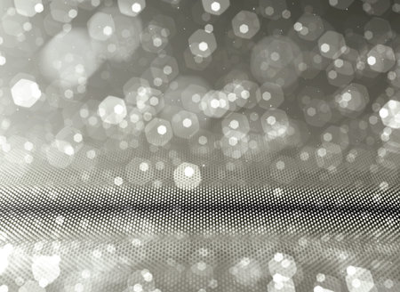 Christmas Background. Silver Holiday Abstract Glitter Defocused Background With Blinking Stars. Blurred Bokehの写真素材