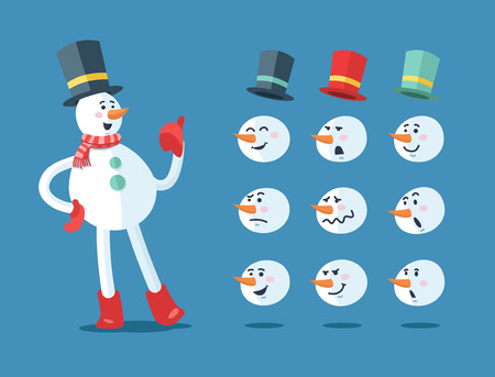 Funny snowman. Cartoon vector set.のイラスト素材