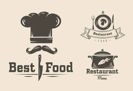 Collection of vintage retro restaurant and cafe logo badges and labelsのイラスト素材