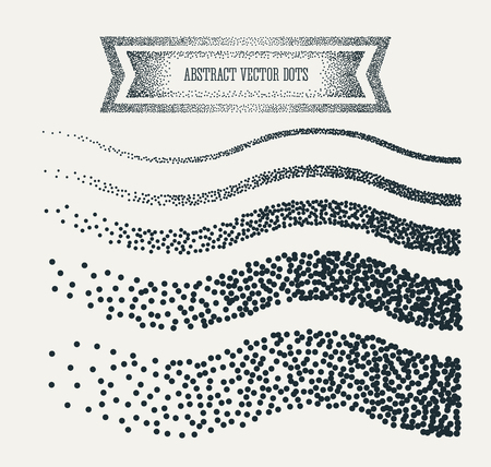 Halftone wave Background with black Dots. Abstract geometric modern background. Vector illustration. Polka dots, confetti.のイラスト素材