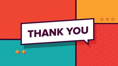 Thank you retro banner. Simple minimal typography phrase. Trendy flat geometric print. Creative stock decoration illustration Vectorのイラスト素材