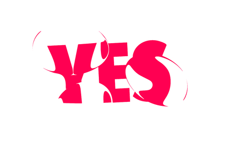 Yes. Banner, poster and sticker concept, with liquid text YESのイラスト素材