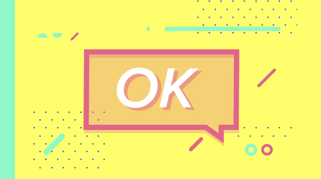 Ok in design banner. vector template for web, print, presentationのイラスト素材