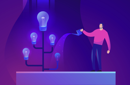 Vector business concept illustration of man and tree idea - Modern colors. Creative Bussiness flat illustration. Slide templates or banner images for websites, or apps. Vector stock Illustrationのイラスト素材