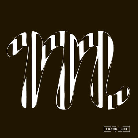 M letter formed by parallel lines. A letter made of glass through which lines are visible that are distorted.のイラスト素材