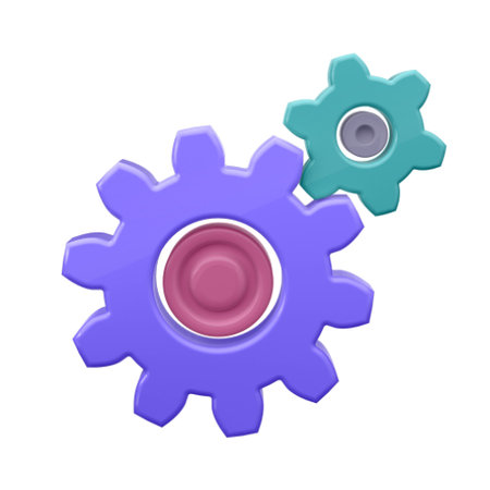 3d illustration. GEAR in cartoon style not white background. Well suited for a landing page, mobile...