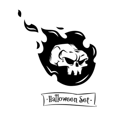 Set of tattoo vector halloween characters with cute skull. Beautiful illustrations with characters for t-shirts.のイラスト素材