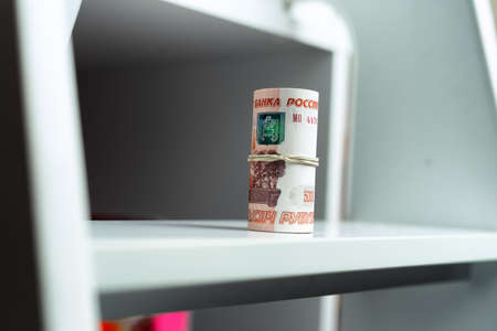 Russian money isolated on a white background.の写真素材