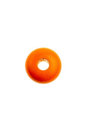 part of eco baby toy Wooden stacking rings pyramid isolated on white background.の写真素材