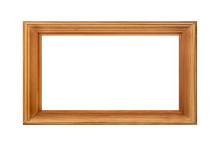 empty brown photo picture frame isolated on white background closeup.の写真素材