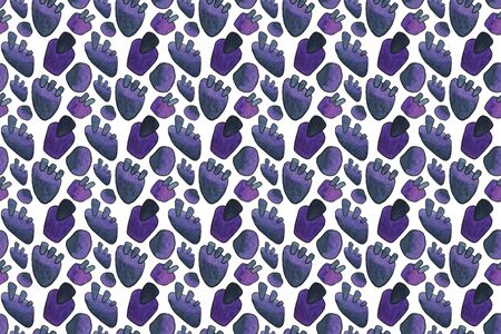 Seamless pattern abstract element purple and blue color. Hand drawn watercolour painting on white background clip art graphic elements for creative design, printable decor, for design, layouts, logo.の写真素材