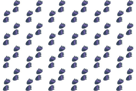 Seamless pattern abstract animal footprints purple and blue color. Hand drawn watercolour painting...