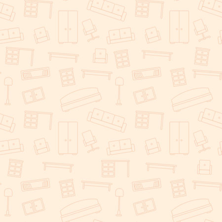 Seamless pattern of furniture  Beautiful background  Vector illustration  Endless texture can be used for printing onto fabric and paper or scrap booking のイラスト素材