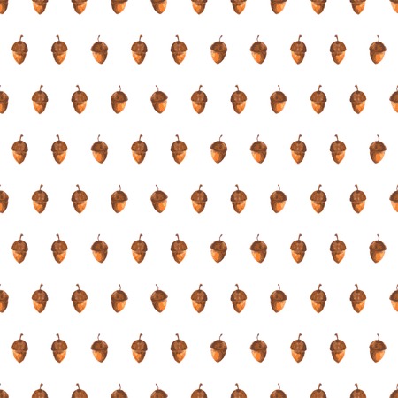 Colorful autumn seamless pattern made of hand drawn acorns  Beautiful watercolor background  Vector illustration  Endless texture can be used for printing onto fabric and paper or scrap booking のイラスト素材