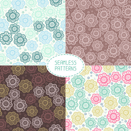 Set of seamless floral patterns  Vector illustration  Beautiful background  Endless texture can be used for printing onto fabric and paper or scrap booking のイラスト素材