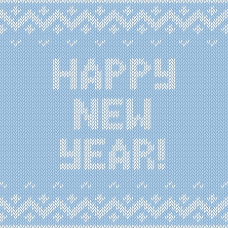 Card of Happy New Year 2015 with knitted texture. Vector retro vintage background. Christmas illustration.のイラスト素材