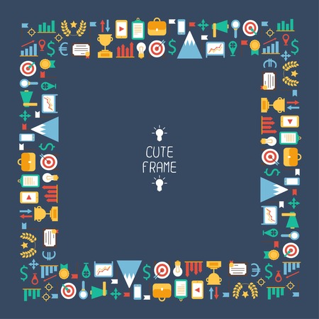 Frame of flat colorful business and finance infographic design elements. Set of vector target icons. Illustration in flat style.のイラスト素材