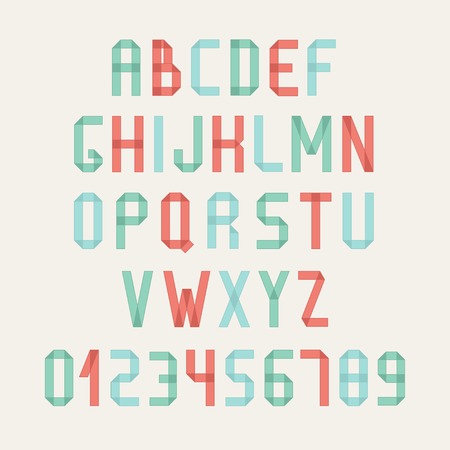 Simple colorful font. Complete abc alphabet set. Vector letters and numbers. Doodle typographic symbols.のイラスト素材