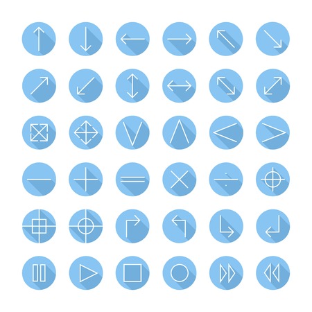 icons set for web and mobile. Line simple arrows. Design elements  with long shadow effect. Illustration in flat style.のイラスト素材