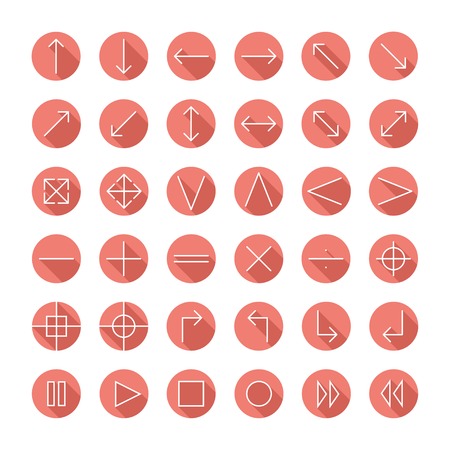 icons set for web and mobile. Line simple arrows. Design elements  with long shadow effect. Illustration in flat style.のイラスト素材