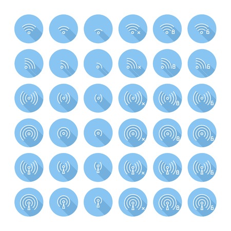Set of different flat wireless icons with long shadow のイラスト素材