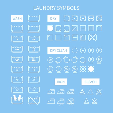 Set of  line simple washing instruction symbols .Laundry icons in flat style. Clothing care. Vector illustration.のイラスト素材