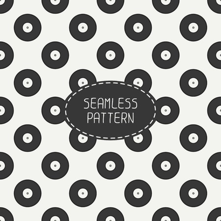 Vector seamless retro pattern with vintage hipster vinyl record. For wallpaper, pattern fills, web page background, blog. Stylish texture.のイラスト素材