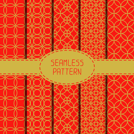 Set of geometric national chinese seamless pattern. Collection of wrapping paper. Paper for scrapbook. Chinese new year 2015. Beautiful  vector illustration. Background.  Stylish graphic texture  for your design, wallpaper.のイラスト素材
