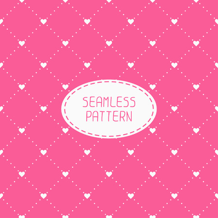 Pink romantic wedding geometric seamless pattern with hearts. Wrapping paper. Scrapbook paper. Tiling. Vector illustration. Background. Graphic texture  for design. Valentines day.のイラスト素材