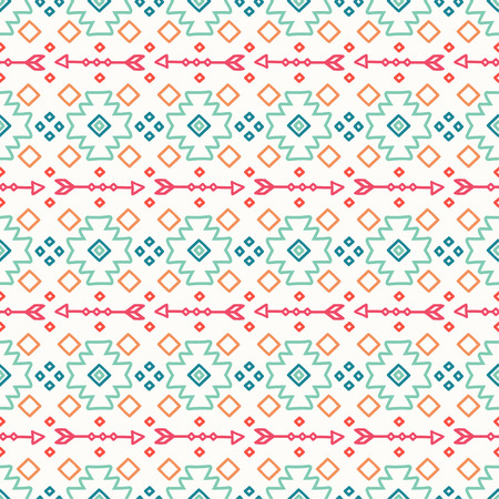 Hand drawn geometric ethnic seamless pattern. Wrapping paper. Scrapbook paper. Doodles style. Tiling. Tribal native vector illustration. Aztec background. Stylish ink graphic texture.のイラスト素材