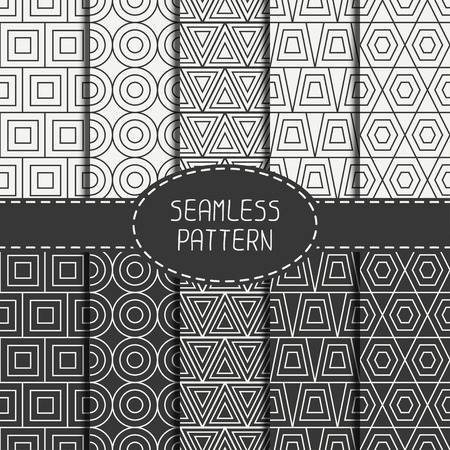 Set of line polygon abstract hipster seamless pattern. Geometric figures, shape, form. Wrapping paper. Scrapbook paper. Tiling. Vector illustration. Background. Graphic texture for design.のイラスト素材
