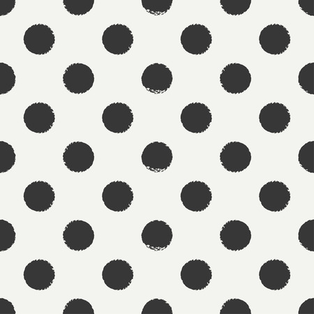 Hand drawn geometric seamless ink polka dot pattern. Wrapping paper. Abstract vector background. Round brush strokes. Casual polka dot texture. Doodle. Dry brush. Rough edges ink illustration.のイラスト素材