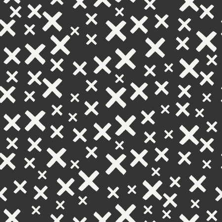 Hand drawn geometric seamless ink pattern with brush strokesのイラスト素材