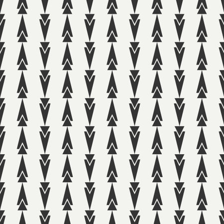 Geometric ethnic tribal seamless pattern. Wrapping paper. Scrapbook. Doodles style. Tribal native vector illustration. Aztec background. Stylish graphic texture for design. Stripes. Black triangleのイラスト素材
