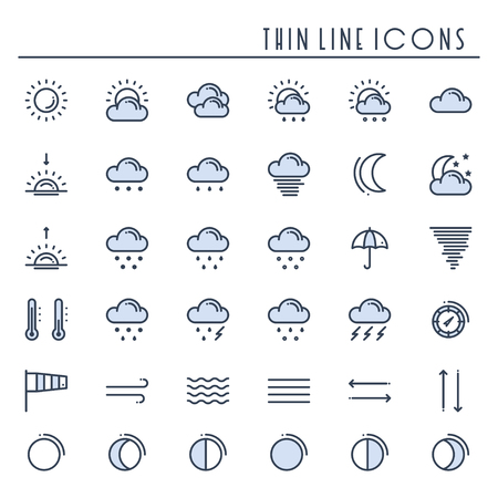 Weather pack line icons set.のイラスト素材